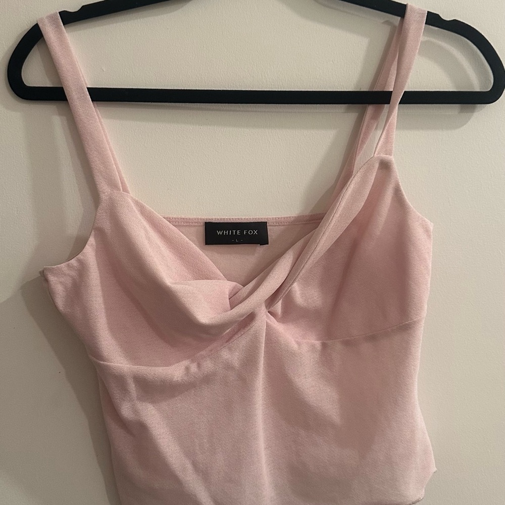 White Fox Boutique Pink Cowl Neck Top